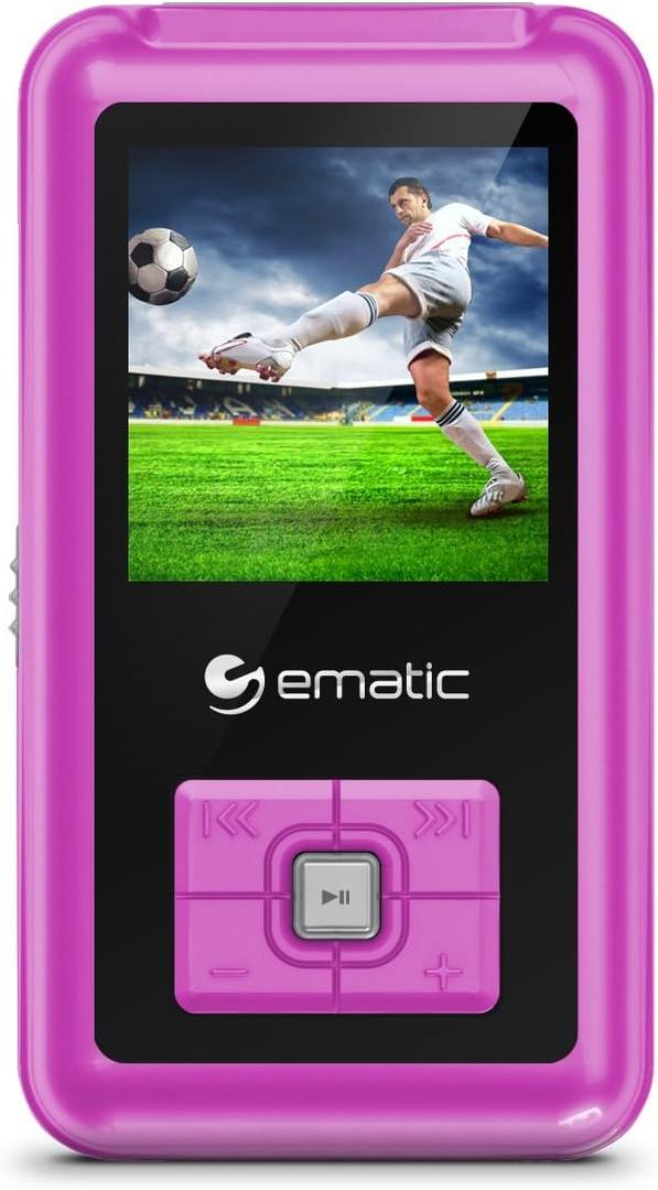 Ematic 8GB MP3 Video Player with FM Tuner/Recorder and 1.5-inch Color Screen, Pink