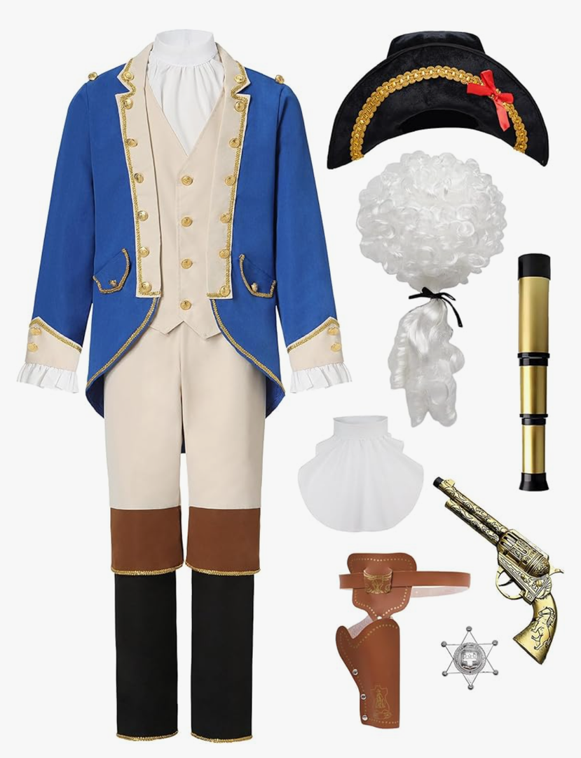 George Washington Costume Boys Colonial Patriot Revolutionary War Founding Father Hamilton Costume Kids Boys M