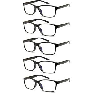 JOSCHOO Reading Glasses 5 Pack Blue Light Blocking Readers Spring Hinge Glasses for Reading for Men and Women, Magnification Strength: 2.0 x