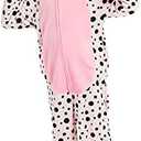 ABASACO Dog Costume for Kids Onesie Plush Animal Dalmatian Girls One Piece Pajamas Halloween Christmas Cosplay Teen Sleepwear 6-7 Years