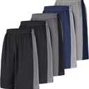Men's Long Athletic Shorts Basketball Gym Quick Dry Camo Shorts with Pockets (3X-Large, 5 Pack Black/Black/Grey/Light Grey/Blue)