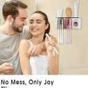 iHave Toothbrush Holders Bathroom Decor with Toothpaste Dispenser, 2 Cups Toothbrush Holder Wall Mounted Bathroom Accessories