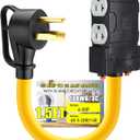 1.5 FT 50 to 20 Amp Welder EV Distribution Adapter Compatible with NEMA 6-50P to 4X 5-20R/ 5-15R, 3 Prong Welder EV Male Plug 4X Household Outlet with 20A Circuit Breaker, ETL Listed