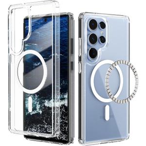 IDweel Magnetic for Galaxy S25 Ultra Case,Compatible with Magsafe,Shockproof Shock Absorption,Slim Fit & Lightweight,Scratch-Resistant Protective Bumper Cover for Samsung Galaxy S25 Ultra 6.9",Clear