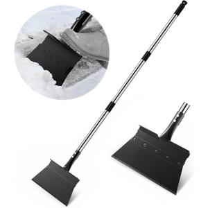 Snow Shovel, EOMEOH Ice Scraper Heavy Duty, 11"Wider Garden Flat Floor Scraper with 53" Long Adjustable Handle, Multifunctional Gardening Spade Shovel, Cleaning Scraper for Driveway, Weed, Lawn Edging