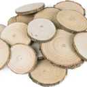 Super Z Outlet Mini Assorted Size Natural Color Tree Bark Wood Slices Round Log Discs for Arts & Crafts, Home Hanging Decorations, Event Ornaments (5-8cm, 20pcs)