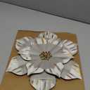 Metal Flower Wall Sculpture, 12.5" Rustic Modern Floral Artwork, Distressed 3D Layered Iron Flower Wall Hanging Accent for Indoor Kitchen Bedroom Living Room Office OutdoorGarden Patio Decor (Black) (01B-Grey)