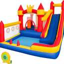 Liaakrr Bounce House, 8-in-1 Bounce House for Kids, Bouncy House with Slide, Climbing Wall, Ball Pit, Obstacles, Trampoline & Basketball Hoop Includes Blower for Indoor & Outdoor