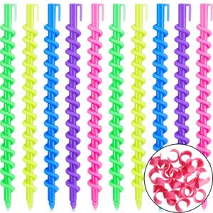 100 Pcs Heatless Spiral Curl Rods & Clips Kit - Plastic Perm Curlers for Long Hair, Random Colors