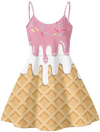 Dremagia Women's Summer Spaghetti Strap Dress Sleeveless Swing Dress for Beach PartyM