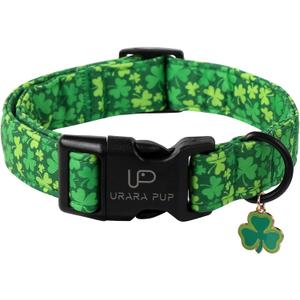 St. Patrick's Dog Collar, Lucky Clover Pet Collar with Quick Release, Comfortable Adjustable Shamrock Puppy Collar for Small Medium & Large Dogs