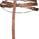 FALETO Medieval DIY Fax Leather Metal Chain Belts for Women Vintage Waist Belt Cosplay Renaissance Fairs Daily Wear (Brown, M)