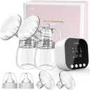 Lulia Double Electric Breast Pump, Breastfeeding Pump 4 Modes & 9 Levels, Low Noise, Anti-Backflow & LED Display, BPA Free, Portable Breast Pumps with 24mm Flange (White)