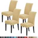 Joccun Chair Covers for Dining Room Set of 4,Dining Chair Slipcovers Stretch Dining Room Chair Covers Seat Protector,Washable Parsons Chair Cover for Home,Hotel(Parmesan,4 Pack)