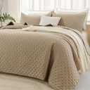 Lightweight Beige Comforter-68''x90'',Soft Microfiber Summer Quilt,Luxurious Warm Coverlet Comforter for All Seasons