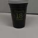 50 Pack 18th Birthday Decorations Birthday Cups 16 oz Disposable Plastic Gold and Black Cheers to 18 Years Cups for Men Women Hot Cold Drinks for Wedding Anniversary Supplies(Black)