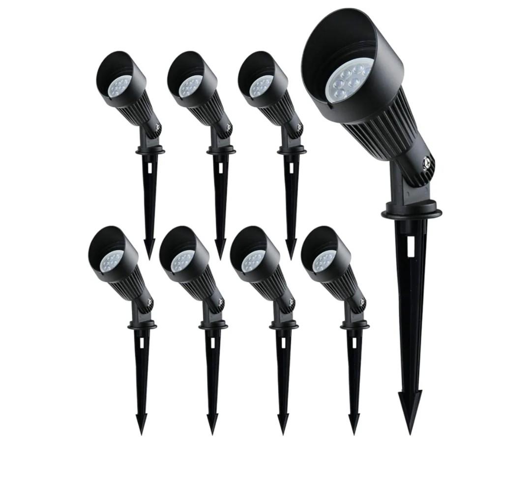 4W LED Landscape Lights Low Voltage Landscape Lighting Spotlights GL106-BKLED8 AC/DC 12V Warm White Waterproof for Driveway,Yard, Lawn,Patio,Walls,Trees,Flags,Outdoor Light (Black, 8 Pack)