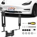No Drill Front License Plate Holder for Tesla Model Y Juniper 2025-2026, No Block Camera Visibility Lockable License Plate Bracket Mount Anti-Theft No Adhesives License Plate Frame Model Y Accessories