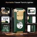 All-in-one Torch Lighter with V Cutter, Punch, Needle, Holder and Triple Jet Flames, Butane Windproof Lighter for Candles, Outdoor, Versatile Accessories with Gift Box for Men (Without Butane)