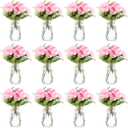 Zeyune 37 Pack Artificial Peonies Flowers with Bud Vase Bulk 24 Bundles Silk Peonies Bouquets 12 Plastic Clear Vase with 1 Rope Fake Flowers for Table Centerpiece Vases(Pink,Perfume)