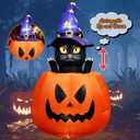 5.3 FT Halloween Inflatable Animated Witch Cat in Pumpkin, Blow Up Yard Decorations with Build-in LEDs Lighted Decor for Holiday Party Outdoor Indoor Lawn Garden