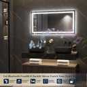 Keonjinn 48" x 24" Lighted Mirrors for Bathroom Wall with Bluetooth Speaker, Frontlit & Backlit LED Bathroom Mirror, Bluetooth Mirror Bathrooms, Tempered Glass, Anti-Fog, 3000K/4500K/6500K, Dimmable