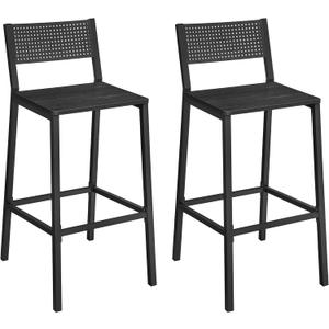 VASAGLE Bar Stool Set of 2, Bar Chairs for Kitchen, Dining Room, Industrial, Charcoal Gray and Black ULBC070B22