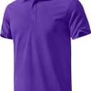 MAGNIVIT Mens Polo Shirts Short Sleeve Athletic Golf Shirts Moisture Wicking 3-Button Casual Cotton Collared Shirt (XL, Purple)