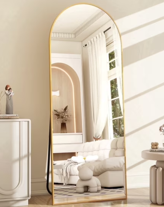 BEAUTYPEAK 64"x 21" Full Length Mirror Arched Standing Floor Mirror Full Body Mirror, Gold
