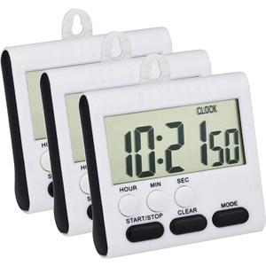 Mudder 3 Pack Digital Kitchen Timer for Cooking, Big Digits, 24 Hour Magnetic Backing Stand Kitchen Timers Clock for Classroom Kids Teachers, Loud Alarm and Big Screen (Black and White)