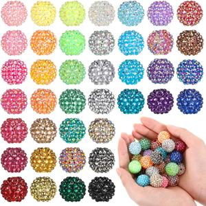 40 Pcs 20 mm Rhinestone Beads Bulk Crystal Round Disco Ball Chunky Bubblegum Beads for Pens Bracelets Charms Craft European Style Jewelry Making Supplies Christmas(40 Colors)