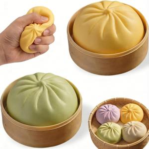 2PCS Squishy Dumpling Mystery Dumpling Squishy, Mystery Dumplings for Stress Relief, Large Squeeze Dough Ball Stress Relief Toy for Adults Yellow & Green