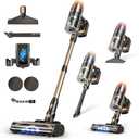 Cordless Vacuum Cleaner, 580W 48KPA 70 Mins Vacuum Cleaners for Home, Self-Standing Stick Vacuum with Wall Mount Charge, Touch Screen, Ultra High-Power Brush for Pet Hair/Plush Carpet/All Floor (Black)