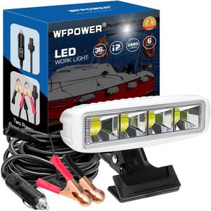 WFPOWER Clip On Spot Light for Boat, 6.3 Inch White Boat Spotlight Marine LED Waterproof Lights for Night Fishing, Spotlight for Kayak Bass Jon Fishing T-top Deck Docking Spreader Truck RV 12V