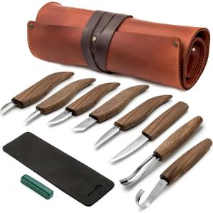 BeaverCraft Deluxe Wood Carving Kit S18X - Wood Carving Knife Set - Spoon Carving Tools Set - Whittling Knives - Woodworking Wood Carving Tools Large Whittling Kit S18X