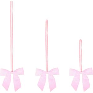Meseey 30pcs 3 Inch 5 Inch 8 Inch Elastic Gift Bows Pre-Tied,Stretchy Reusable Satin Ribbon Loops for Christmas/Wedding/Baby Shower Self-Adhesive Party Favors Decorations(Pink)