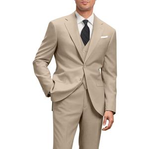 Men's Slim Fit 3 Piece Suit Two Button Business Wedding Dress Tux Suit Set Jacket Vest Pants with Tie (Large, Champagne)