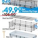 BUCATSTATE Guinea Pig Cages for 2, 20 Panels Guinea Pigs Playpen with Waterproof Mat, Metal Rabbit Cage Indoor for Hedgehogs, Quail, Chickens (56" L x 24" W x 12" H)