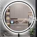 SBAGNO 36" Round Led Bathroom Mirror with Lights, Bathroom Vanity Wall Mirror with Buletooth, Anti-Fog, Stepless Dimmable, 3 Colors, Tempered Glass Lighted Makeup Mirror for Bathroom