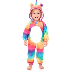 ALVABABY Christmas Baby Bunting Bodysuit with Hood, Romper Jumpsuit Animal Costume Outfit, Soft Warm Onesize Newborn Toddler (0-3 Months, Colorful Little Monster)