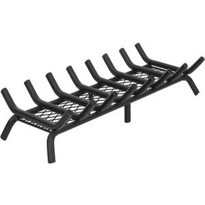 Fireplace Grate 30inch with Ember Retainer | Fireplace Log Grate with Heavy Duty Solid Round Steel 3/4 Bar | No Assembly Required Hearth Grate for Firepit Firewood Log Indoor Wood Stove Burning