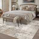 10x14 Washable Area Rug Brown Grey Abstract Non Slip Soft Low Pile Rug for Living Room Bedroom Dining Room Office Neutral Modern Indoor Large Throw Carpet for Home Decor