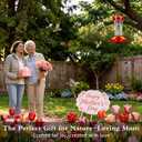 BOLITE Glass Hummingbird Feeders for Outdoors Hanging, Built-in Ant Moat, 4 Bee Guard Feeding Ports with Perches, Leak Proof, 15 Ounces, Stars Decor, Red, Gifts for Women Men, Gifts for Mom Dad