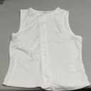 Women Y2k Button Down Tank Tops Knitted Solid Color Sleeveless Vest Top Slim Fit Crop Going Out Tops Streetwear (White, M-L)