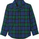 2 x Gap Boys' Long Sleeve Flannel Button-Down Shirt (Blue)