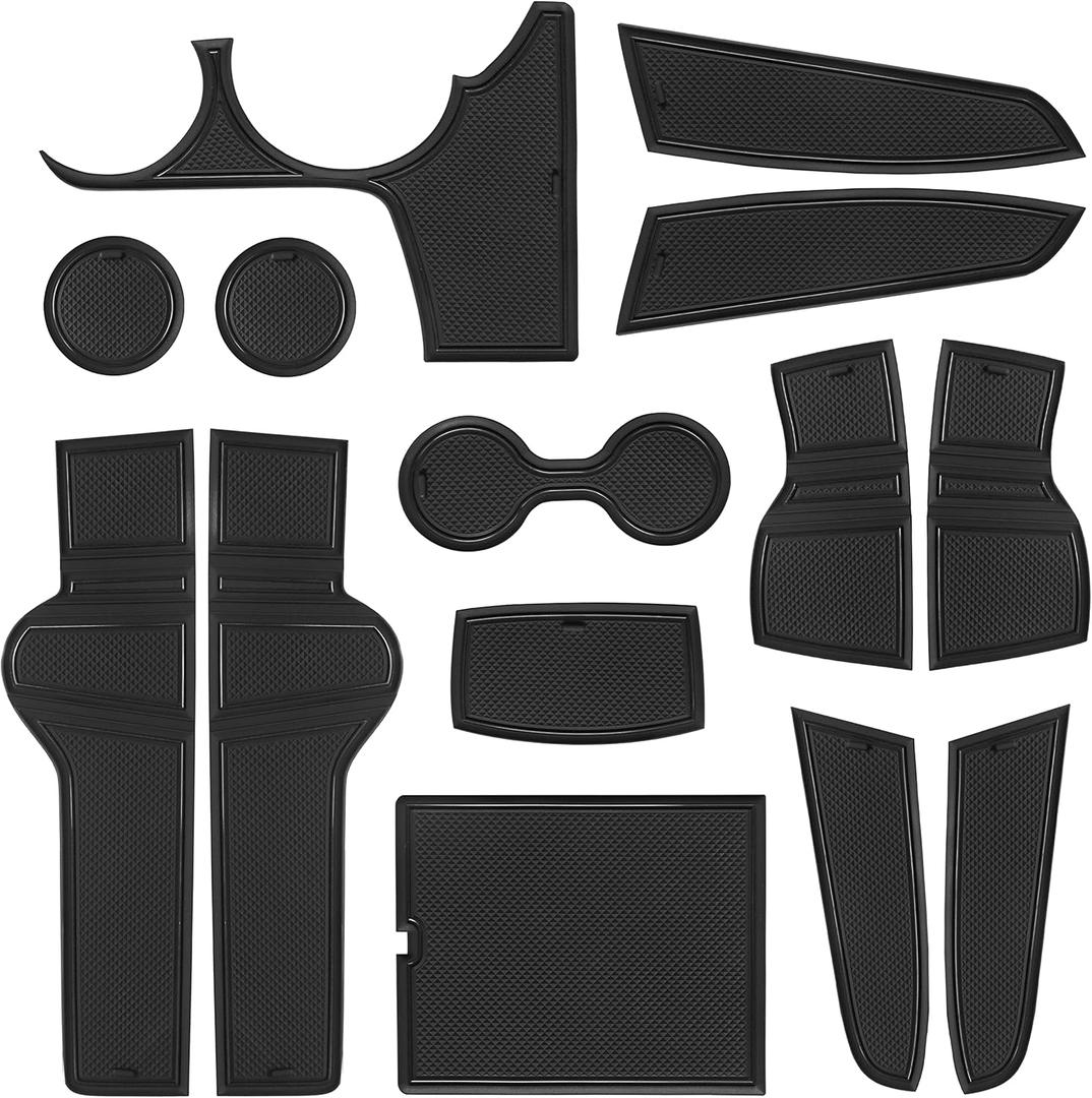SENSHINE Customized Liners for Kia Sportage NQ5 Accessories 2023 2024 2025 2026 Hybrid Cup Holder Insert Liner Center Console Liner Glove Box Mats Inserts Non-Slip Mats Pad 14-PC Set (Black Trim)