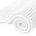 SUBRTEX Bathroom Rugs Chenille Bath Rug Soft Short Plush Bath Mat Soft Shower Mat Water Absorbent Shower Mat Quick Dry Machine Washable(White,16" x 24")