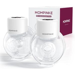 MOMPINKE Hands Free Breast Pump S12, Wearable Breastfeeding Pump with 3 Modes & 12 Levels, Electric Portable Breast Pump, 24mm, 2 Pack, White 