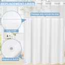 2 Pack Replacement White PEVA Snap-in Shower Curtain Liner for No-Hook Shower Curtains, Removable, Water-Repellent, Machine Washable, 70" W x 54" H