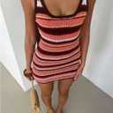 MakeMeChic Women's Striped Mini Dress Crochet Beach Cover Ups (Pink, L)